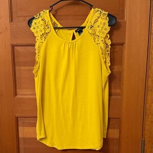 Rue21 Yellow Lace Detail Tank Top